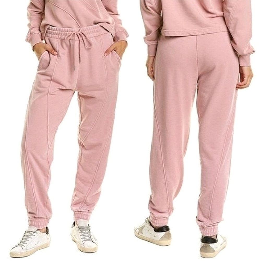 Avec Les Filles Terry Faded Pink Cozy Midweight Boyfriend High Rise Joggers NWT